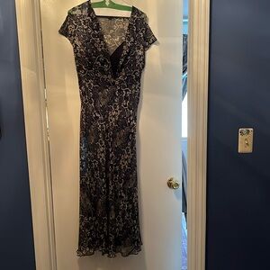 Classic Ralph Lauren blue maxi slip dress with gorgeous gauzy overlay